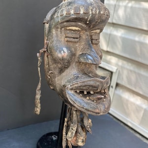 Vintage Dan Mask with Expressive Open Mouth - Ceremonial African Art - 14&#39;&quot;
