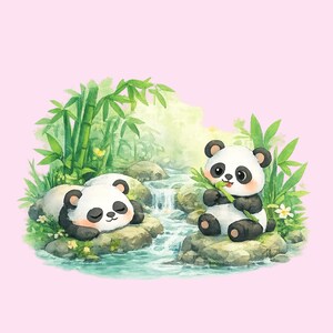 Panda Nursery Wall Art Printable - 3 Styles – Watercolor Rainbow Baby Room Decor – Cute Panda Digital Download