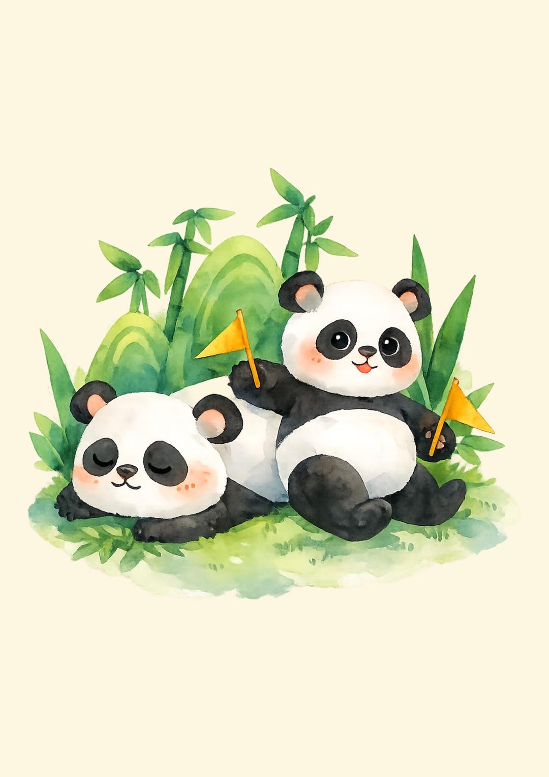 Panda Nursery Wall Art Printable - 3 Styles – Watercolor Rainbow Baby ...
