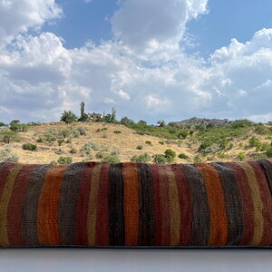 Vintage Kilim Pillow, Turkish Carpet Pillow, 12x36  Kilim Pillow, Anatolian Accent Pillow, Boho Decor, Ethnic Kilim Pillow, Kilim Lumbar