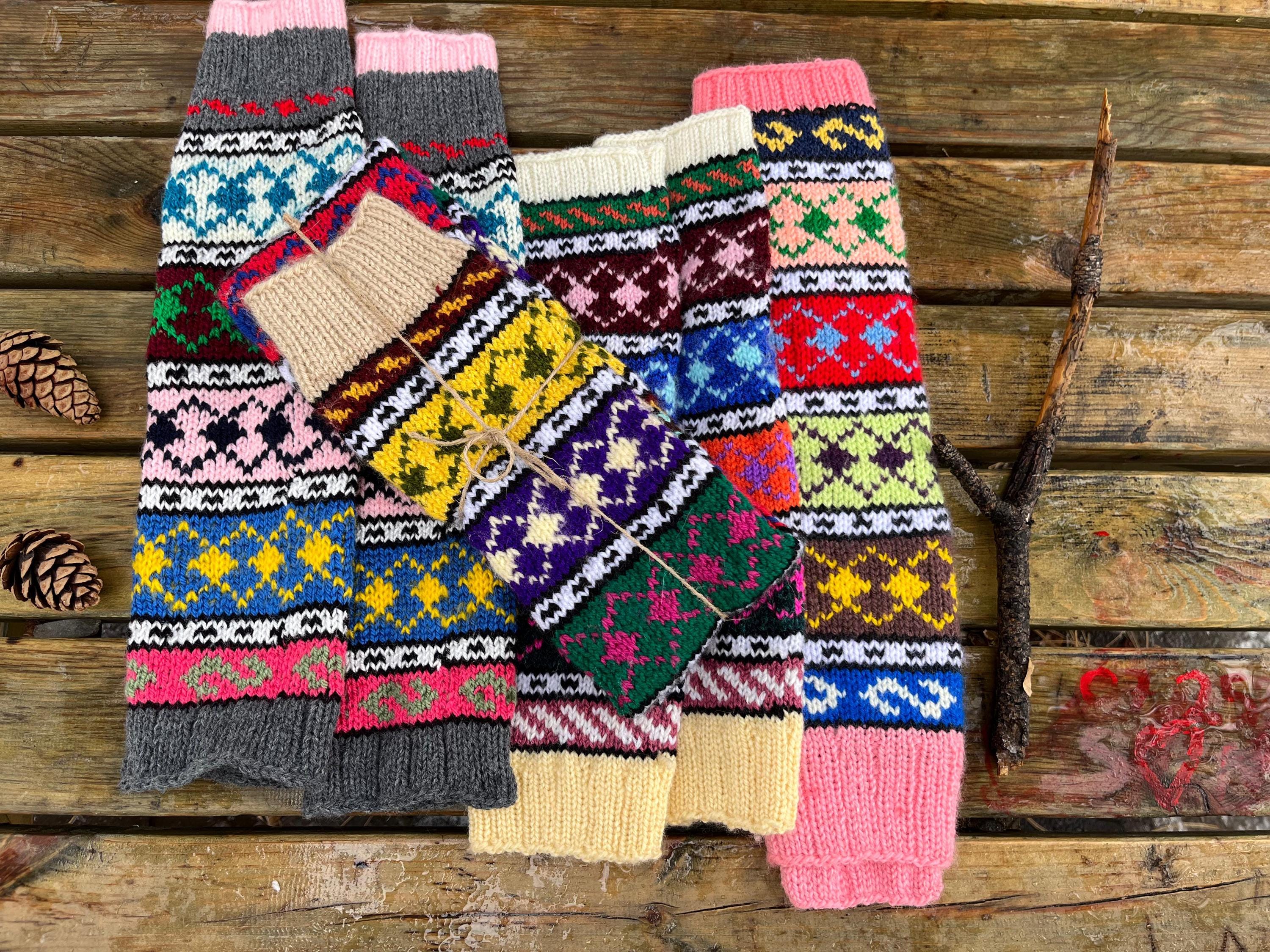 Handmade Wool Knit Leg Warmers: Ribbed Boot Warmers