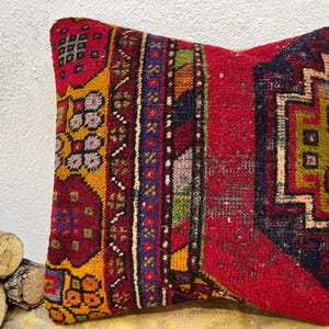 Vintage Kilim Pillow Cover 16x16: Turkish Wool Bohemian Decor