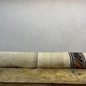 8x48 White Kilim Lumbar Pillow: Vintage Turkish Wool Cushion