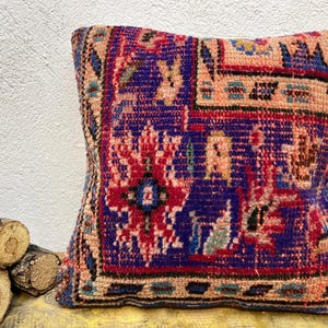 Turkish Kilim Pillow Cover 16x16: Boho Accent Cushion