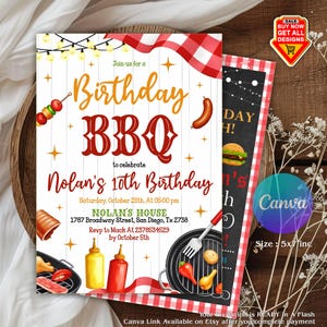 Editable Bbq Birthday Invitation, Barbeque Birthday Invitation, Editable Bbq Invitation, Bbq Birthday Invitation, BBQ Invitation