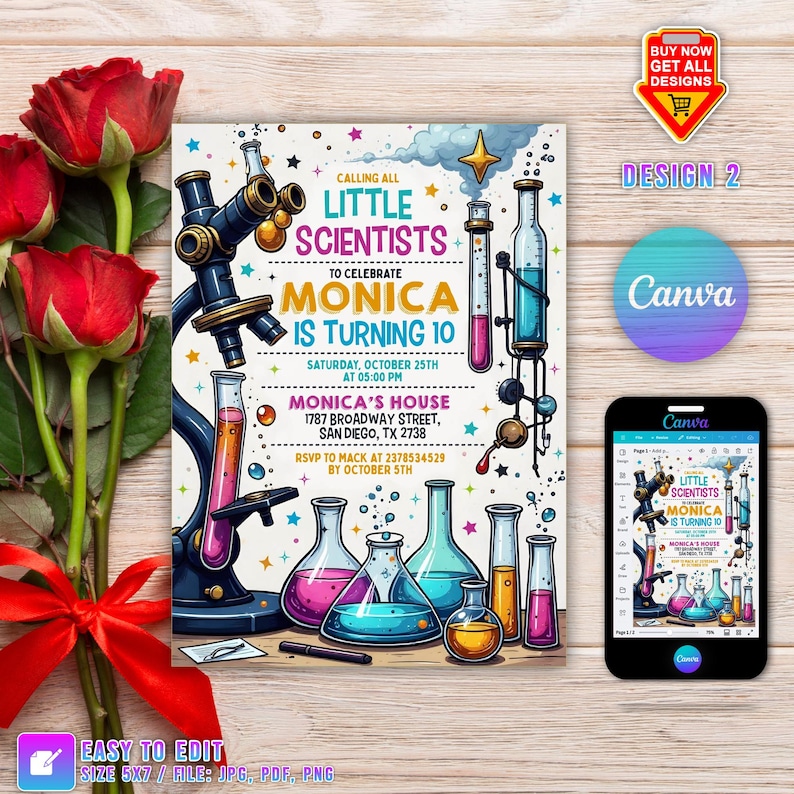 Editable Mad Science Experiment Birthday Invitation, Science Experiment ...