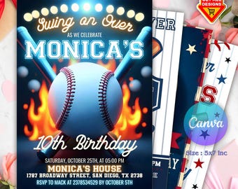 Editable Baseball Birthday Invitation, Baseball Invites, Instant Download Baseball Invitations, Baseball Digital CANVA