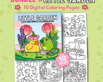 Kleiner Garten | Bundle 1: Bold and Easy Garten Malseiten für Erwachsene und Jugendliche Druckbar Süß und Entspannend PDF Sofortiger digitaler Download