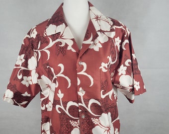 Vtg 1970s Hilo Hattie's Hawaiian print men's shirt med large