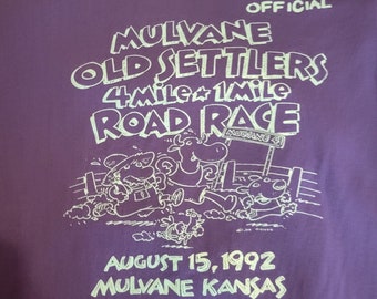 Vtg 90s 1992 Mulvane Old Settlers race Blue tee large XL