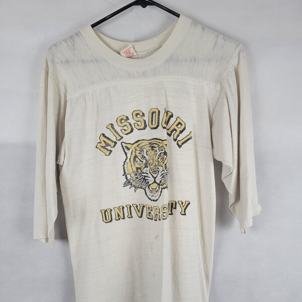 Vtg 1970s Missouri University jersey Tee Distressed medium