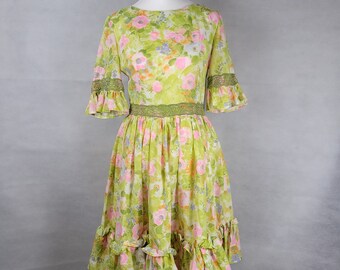 Vtg 1960s Floral print mini dress small medium