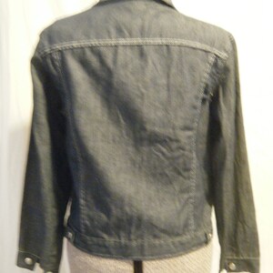 Vtg 1970s Dark Blue denim Jacket w/ white Stitching Lightweight size Medium work wear image 4