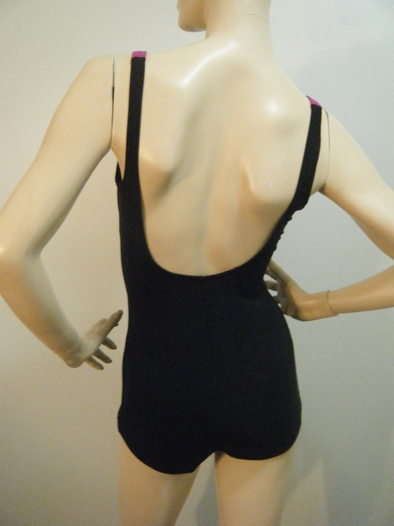 Vtg 70s 80s One piece colorblock Swim suit with skirted bottom small Medium image 7