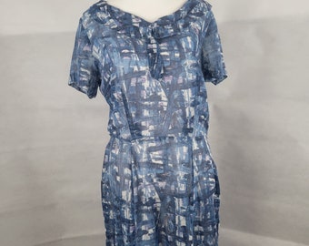 Vtg 1960s semi-sheer Day Dress 31 in waist abstract geometric print