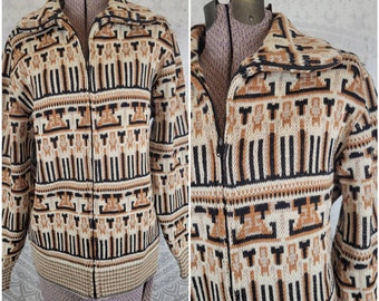 Vtg 1970s TUNDRA zip up Sweater medium