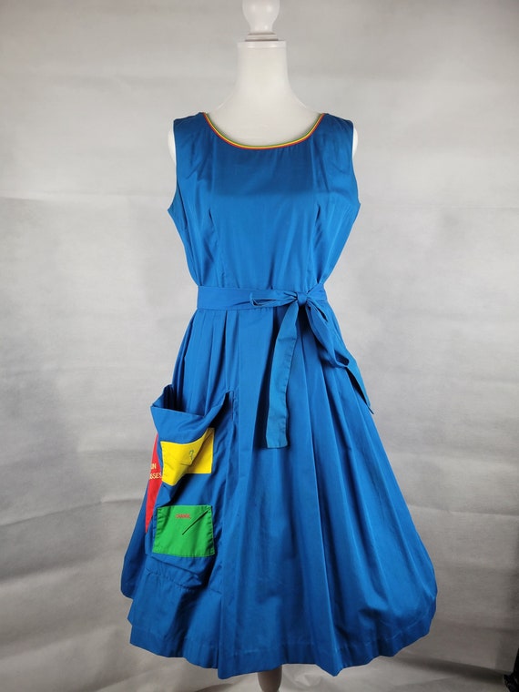 Vtg 1950s 60s Beach Wrap dress with fun novelty p… - image 1