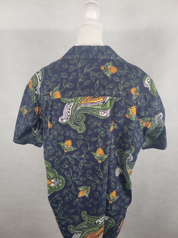 Vtg 1960s 70s Hawaiian print men's shirt med large - image 5