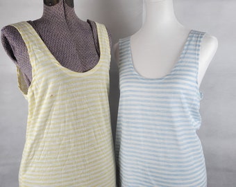 Two for 20 vtg 1970s striped Tank Tops medium As-Is