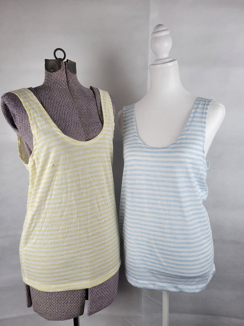 Two for 20 vtg 1970s striped Tank Tops medium As-Is image 1