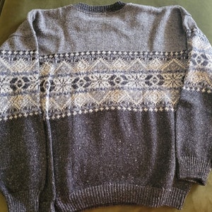 Vtg 1990s Gray Fair Isle Grandpa Sweater sz Large image 3