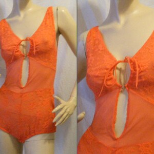 Vtg 1960s Chiffon and Lace see through Body suit with Peekaboo bodice Small image 1