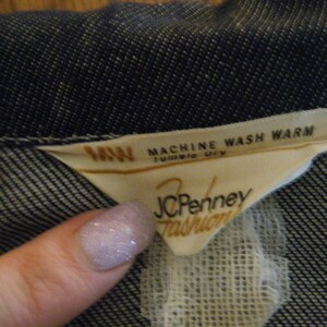 Vtg 1970s Dark Blue denim Jacket w/ white Stitching Lightweight size Medium work wear image 8