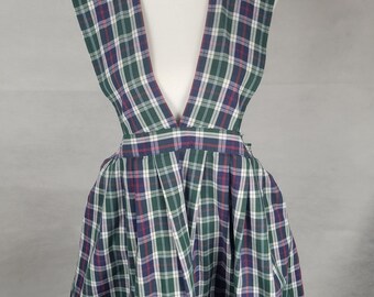 Vtg 1980s Plaid pleated skirt Romper XS Small Petite