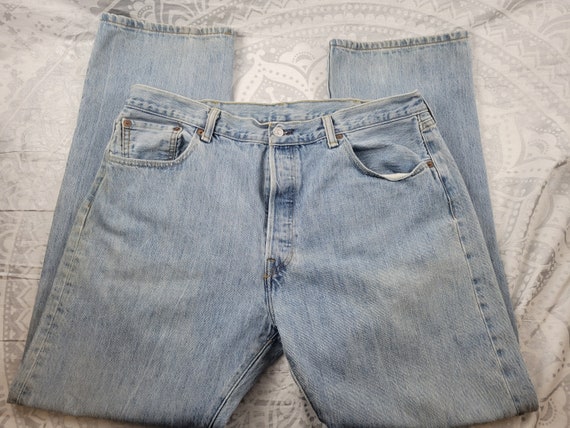 Vtg 90s Y2K LEVIS 501 jeans 40 x 32 semi distress… - image 6
