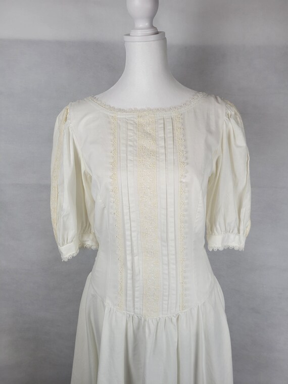 Vtg 1980s GUNNE SAX dropwaist linen dress with bu… - image 5