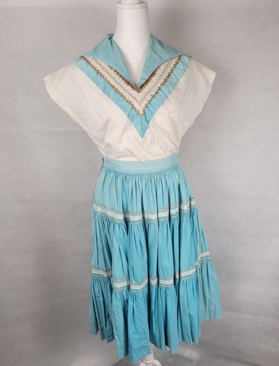 Vtg 1950s Patio set Skirt and Blouse small medium… - image 1