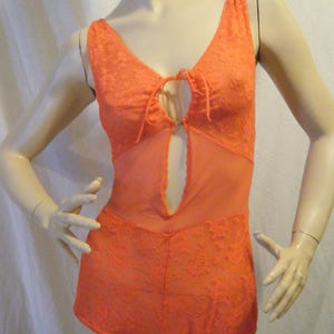 Vtg 1960s Chiffon and Lace see through Body suit with Peekaboo bodice Small image 2