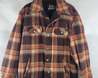 Vtg 1960s 70s Plaid wool jacket large SEARS sportswear XL