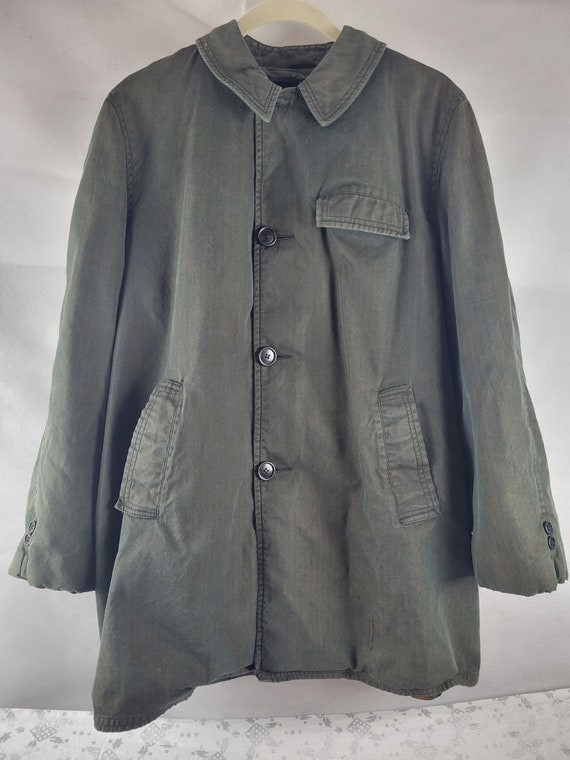 Vtg 1960s bottle Green Work coat medium large