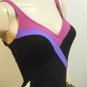Vtg 70s 80s One piece colorblock Swim suit with skirted bottom small Medium image 6