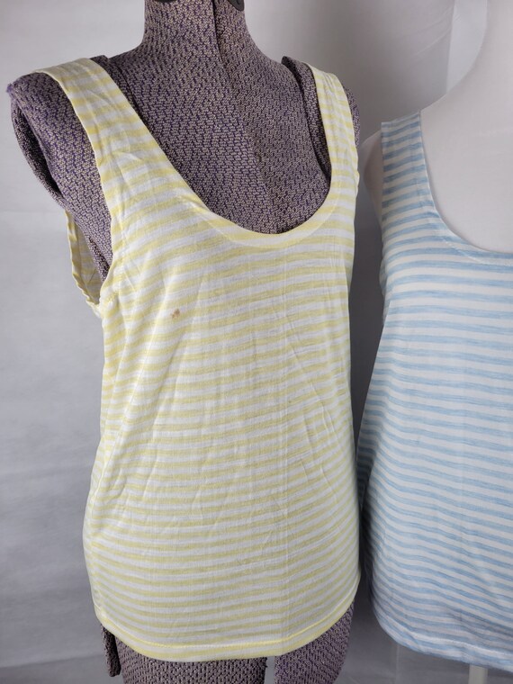 Two for 20 vtg 1970s striped Tank Tops medium As-… - image 3