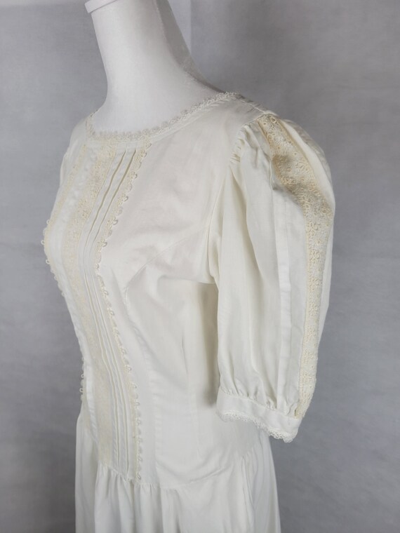 Vtg 1980s GUNNE SAX dropwaist linen dress with bu… - image 3