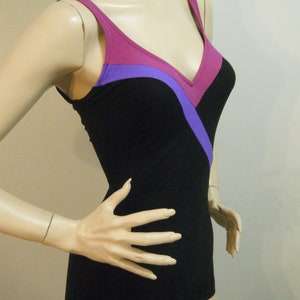 Vtg 70s 80s One piece colorblock Swim suit with skirted bottom small Medium image 5