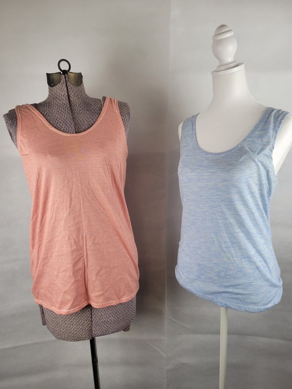 Two for 20 vtg 1970s blue and coral Space Dyed Tan