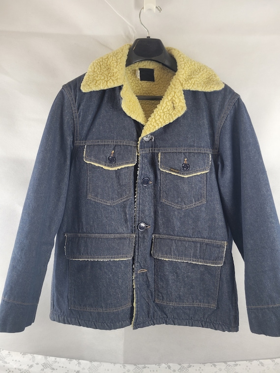 Vtg 1960s 70s Roebucks faux sherpa lined Denim jac