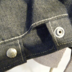 Vtg 1970s Dark Blue denim Jacket w/ white Stitching Lightweight size Medium work wear image 6