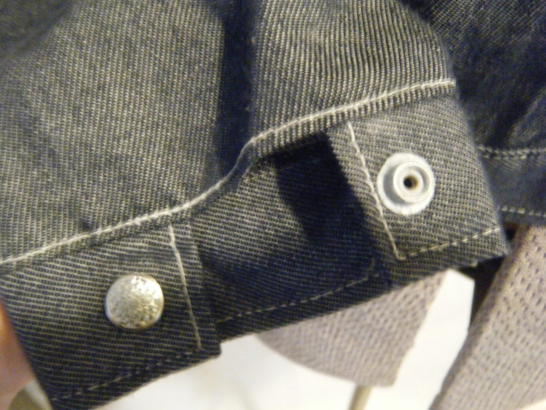 Vtg 1970s Dark Blue denim Jacket w/ white Stitching Lightweight size Medium work wear image 6