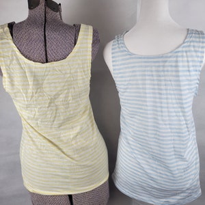 Two for 20 vtg 1970s striped Tank Tops medium As-Is image 2
