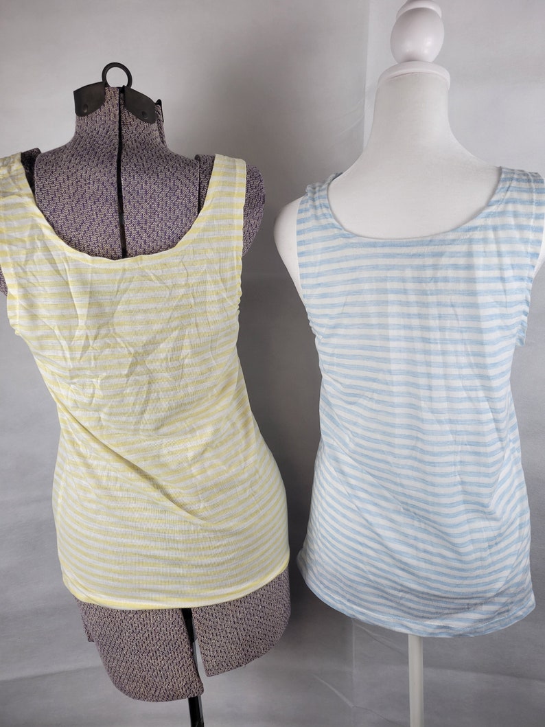 Two for 20 vtg 1970s striped Tank Tops medium As-Is image 2