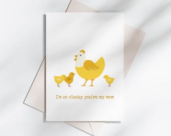Carte de fête des mères, poule et poulet à imprimer, cadeau de Pâques drôle et sincère pour la fête des mères, cadeau humoristique pour maman