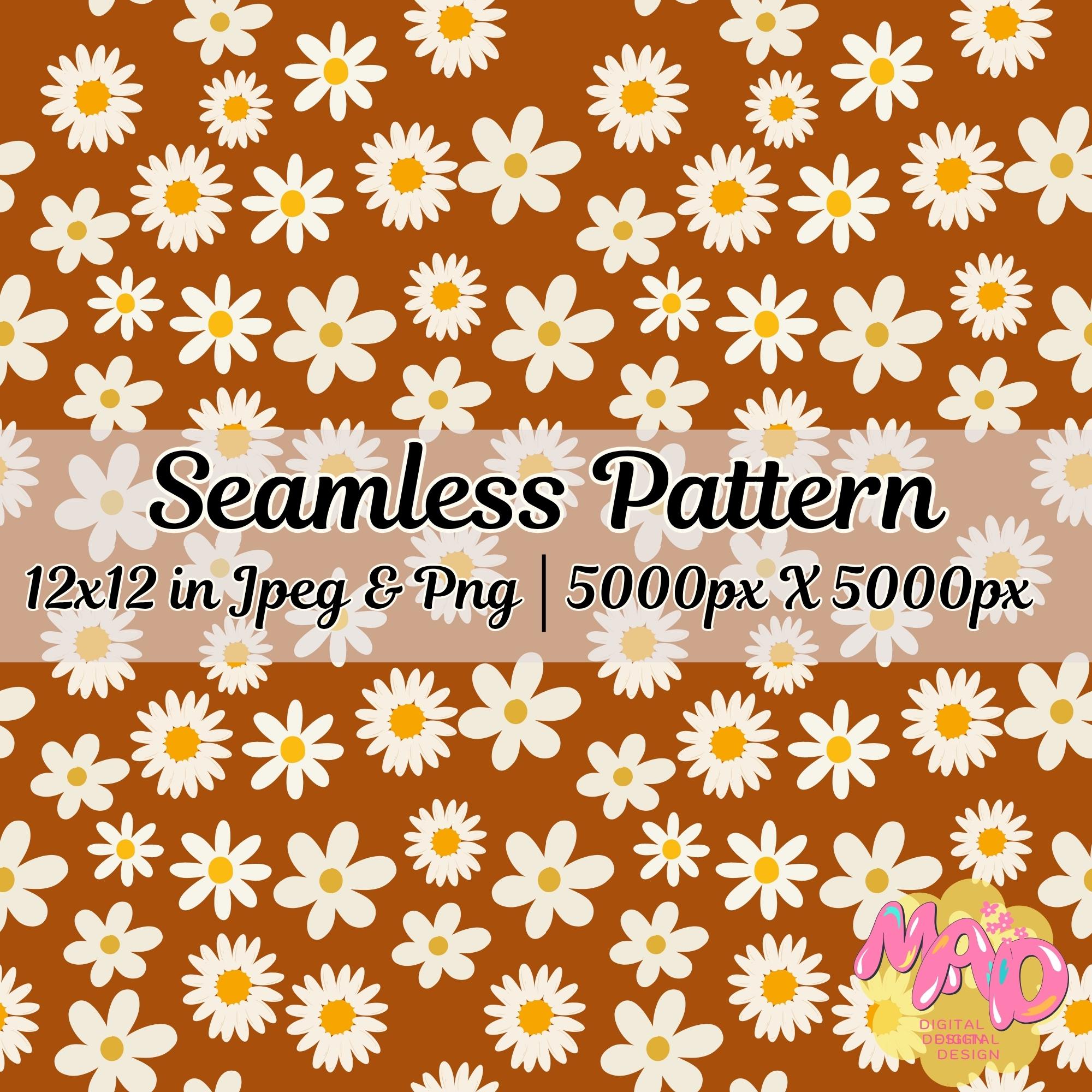 Fall Daisy Flowers Seamless Pattern Fabric Design, Vintage Flower ...