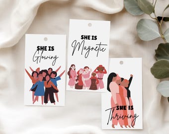 Women's Day Gift Tags: Empowering Affirmation Labels (Digital Download)