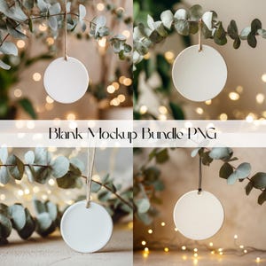 Ceramic Ornament Mockup Bundle: Blank Hanging Christmas Ornament (PNG Digital Download)