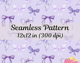 Purple Coquette Bows Seamless Pattern: Lavender Digital Paper (Digital Download)