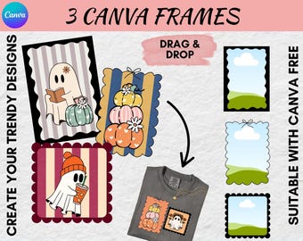 Coquette Canva Frames Template: Post Stamp & Wiggly Line Effect (PDF Download)